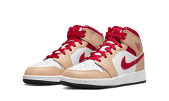 Jordan 1 Mid Light Curry Cardinal