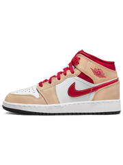 Jordan 1 Mid Light Curry Cardinal